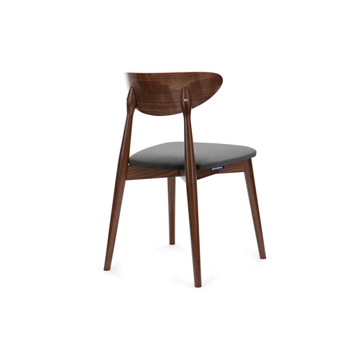 KONSIMO RABI drewniane krzesło orzech szary welur