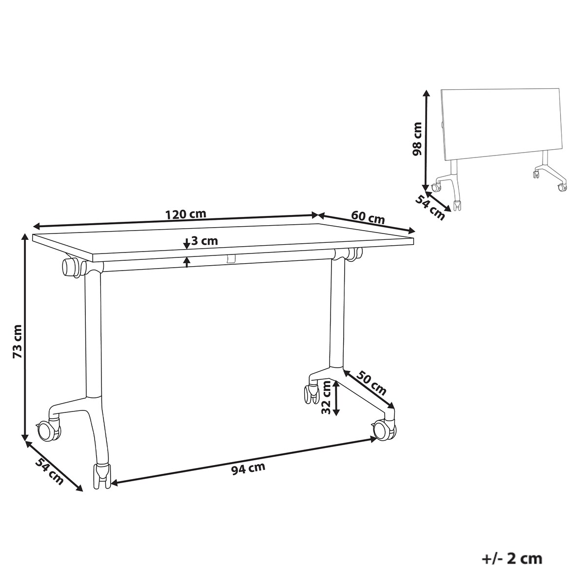 Składane biurko CAVI Brązowy 120 cm 60 cm