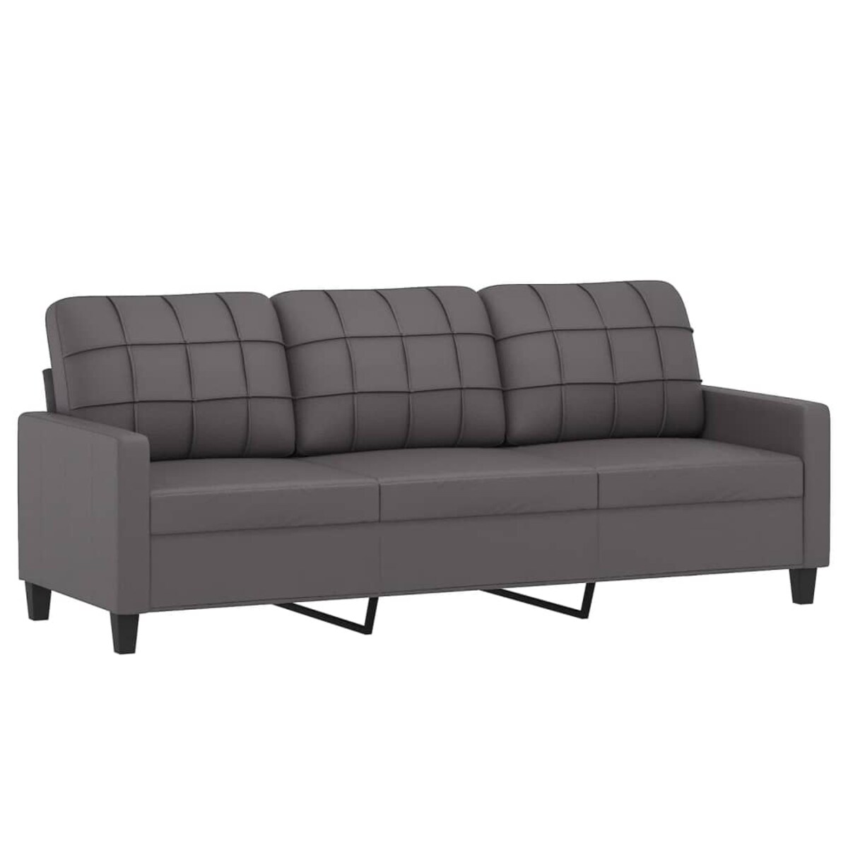 vidaXL 3-osobowa sofa z poduszkami, szara, 180 cm, sztuczna skóra