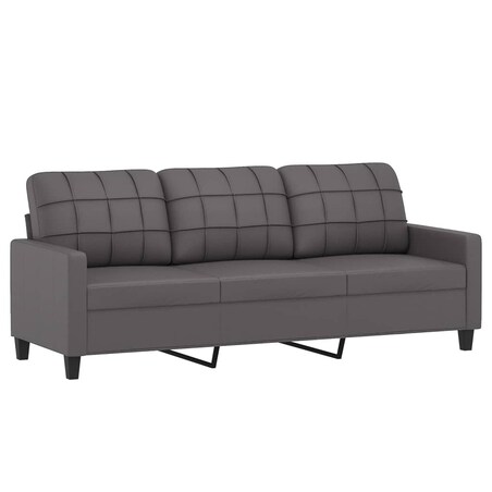 vidaXL 3-osobowa sofa z poduszkami, szara, 180 cm, sztuczna skóra