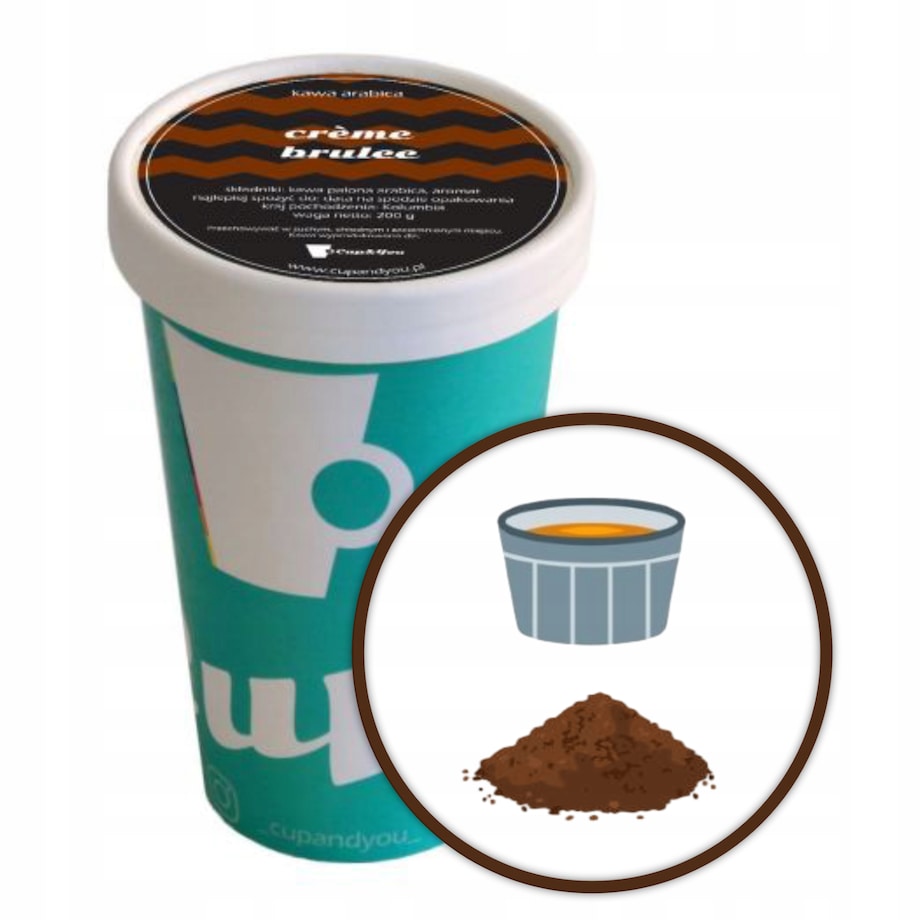 Kawa aromatyzowana smakowa CREMEE BRULEE mielona EKO KUBEK Cup&You 200g