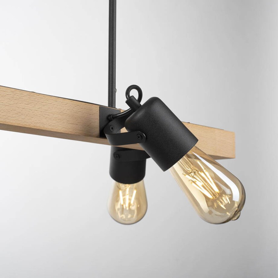 Wisząca lampa skandynawska Canop drewniana belka do salonu