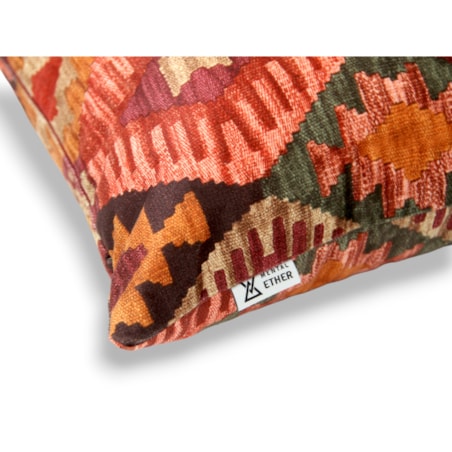 Czerwona poduszka welurowa Aztek Boho 30x50 cm