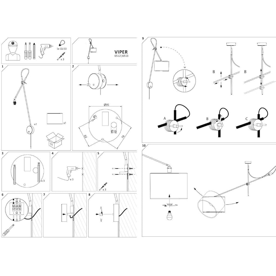Kinkiet LAMPA ścienna VIPER 6513 Nowodvorski regulowana OPRAWA abażurowa KINKIET na wysięgniku czarny złoty