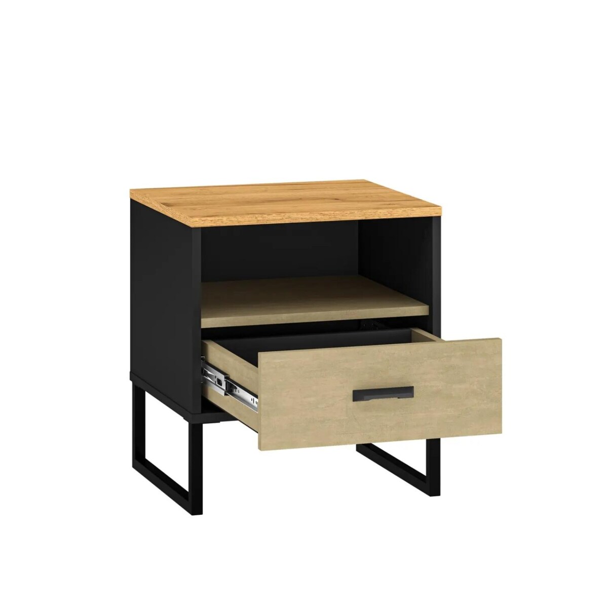 Szafka nocna młodzieżowa COLIN 08 dąb złoty craft/czarna