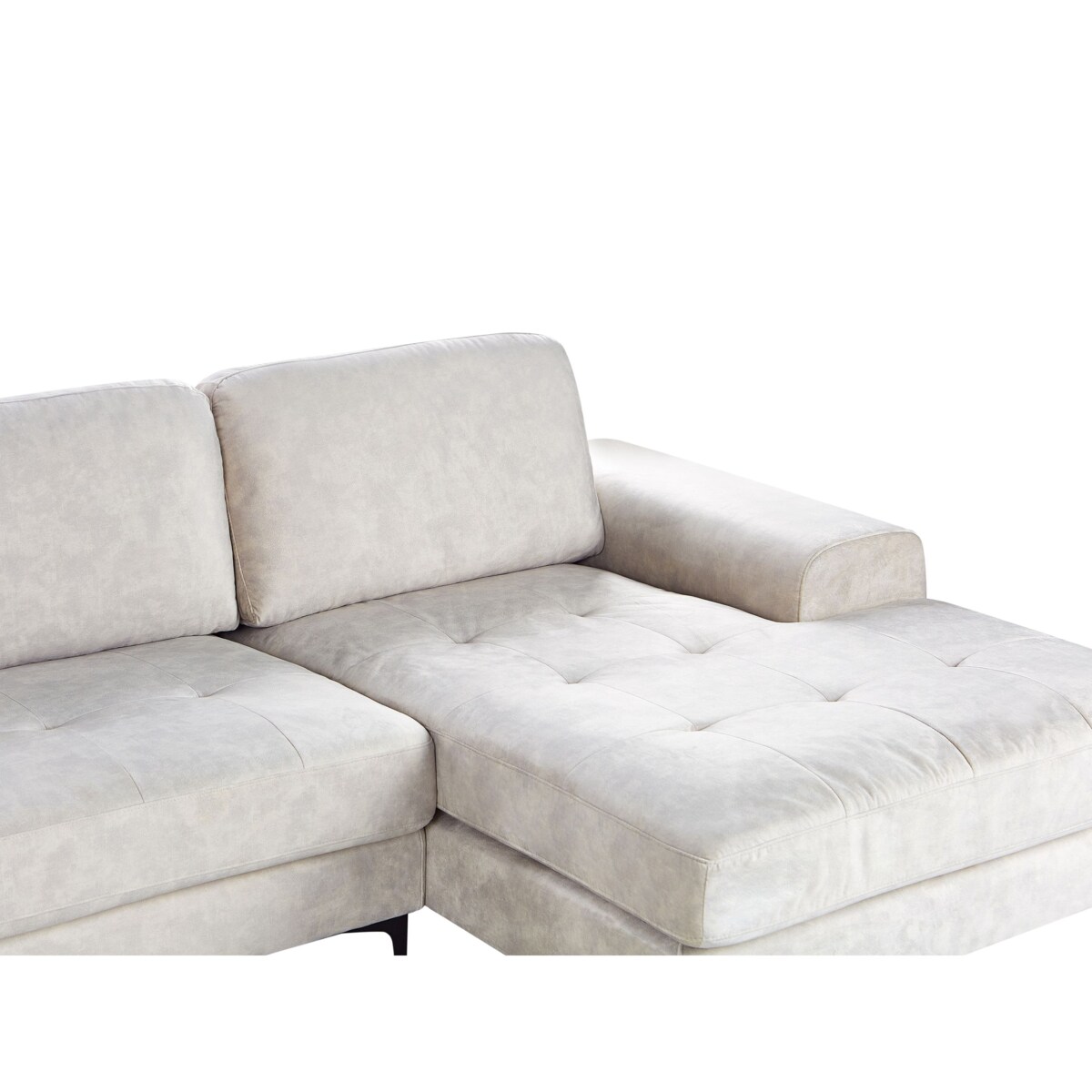 Sofa narożna lewostronna KIRUNA Welur Jasnobeżowy Lewostronny