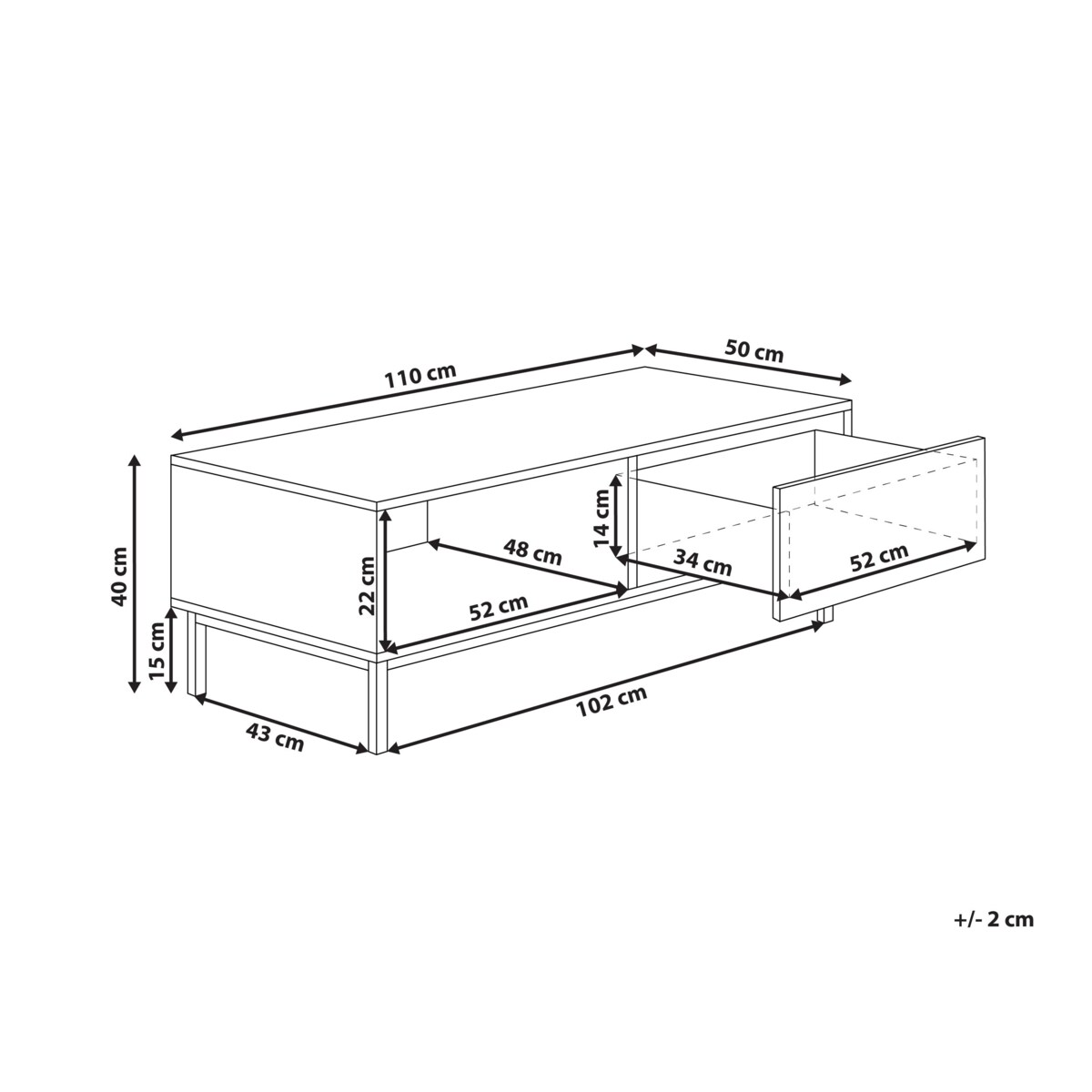 Stolik kawowy ROYALLA Jasnobrązowy
