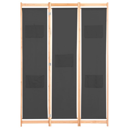 vidaXL Parawan 3-panelowy, szary, 120x170x4 cm, tkanina