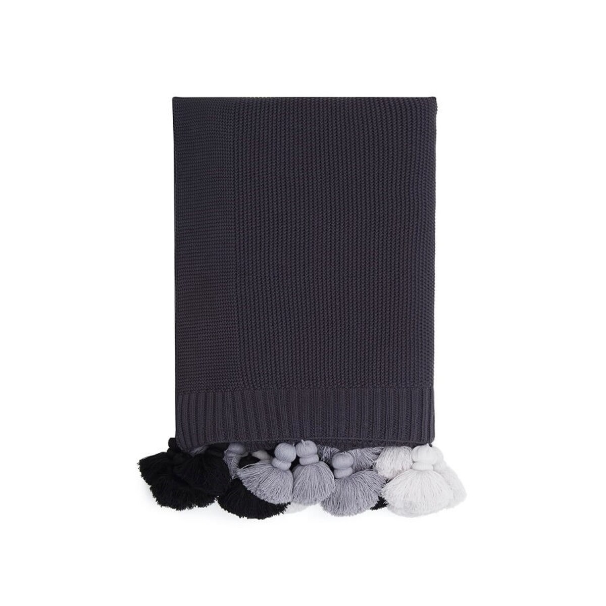 Narzuta z frędzlami grafitowa 155 x 240 cm