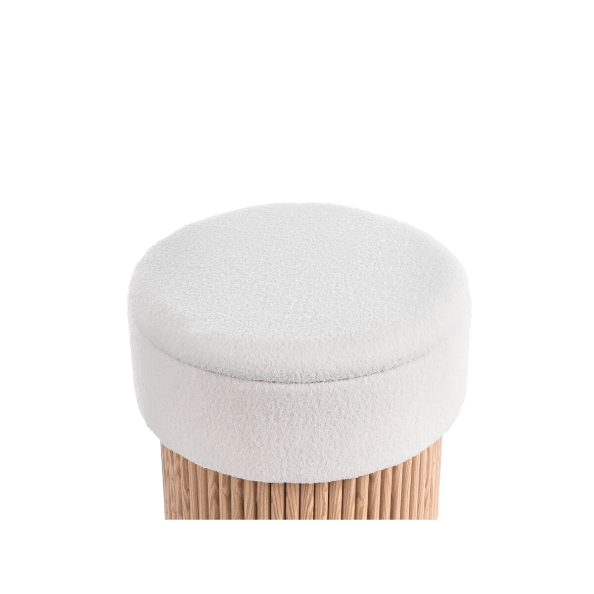 Puf ze schowkiem RICHEY Boucle Złamana biel 50 cm 50 cm 46 cm