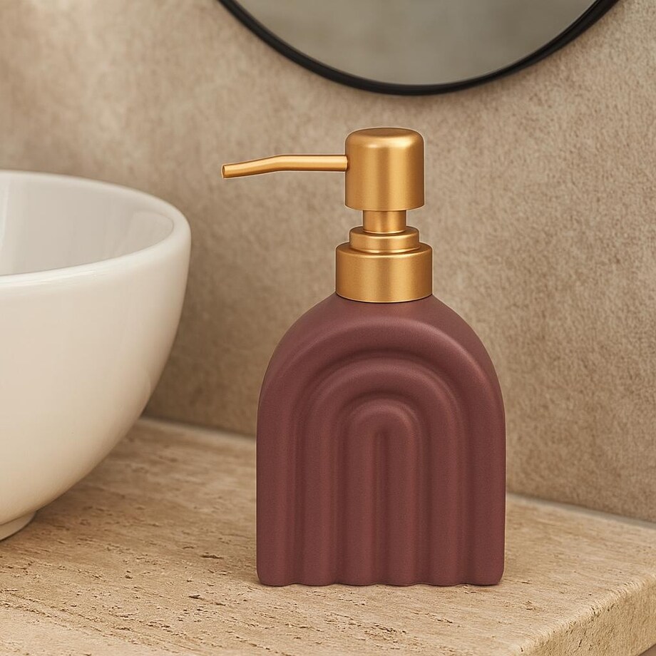 Dozownik na mydło 15x9x6 cm ceramiczny 320 ml TOPIK fioletowy