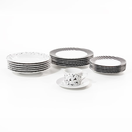 Zestaw obiadowo-kawowy dla 6 osób 30 el. Cosmopolitan Oriental Czarny G141