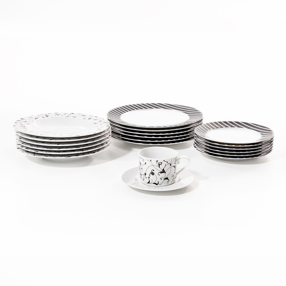 Zestaw obiadowo-kawowy dla 6 osób 30 el. Cosmopolitan Oriental Czarny G141