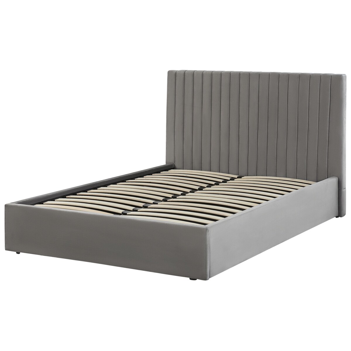 Łóżko z pojemnikiem welurowe 140 x 200 cm szare VION