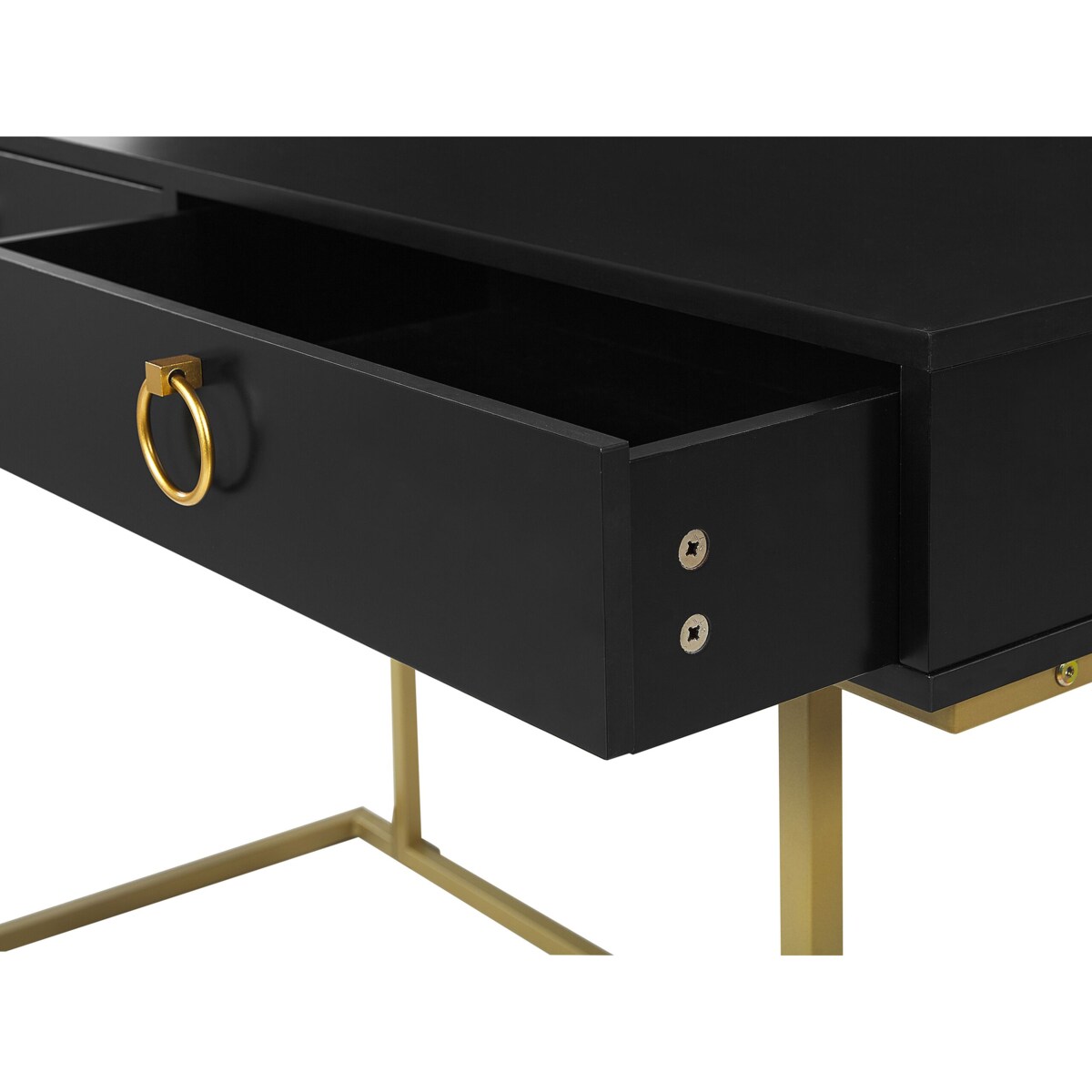 Biurko / Konsola 2 szuflady czarno-złota WESTPORT