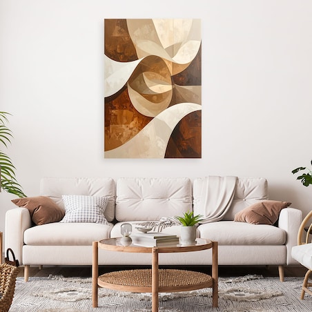 Obraz do salonu sypialni kuchni, Abstrakcyjne figury w odcieniach beżu