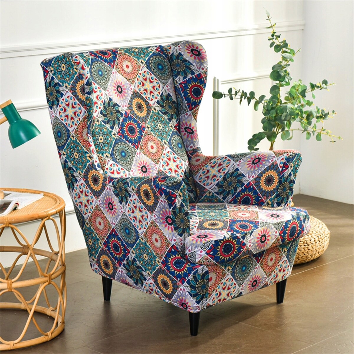 POKROWIEC NA FOTEL USZAK MANDALA WZORY ELASTYCZNY [22EW16]