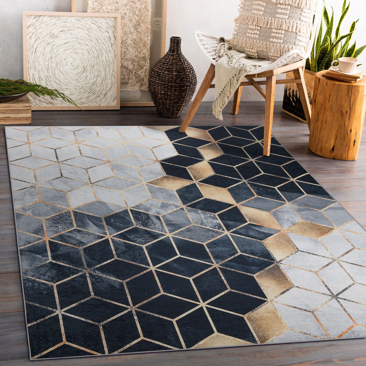 Dywan do prania ANDRE 1171 Kostka, 120x170 cm | home&you