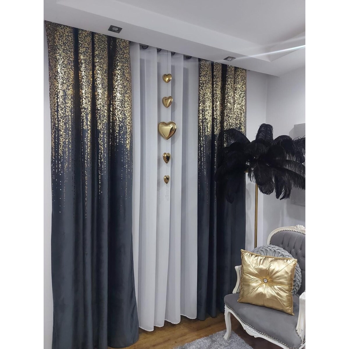 Zasłona welurowa Złoty Deszcz 140x270 cm