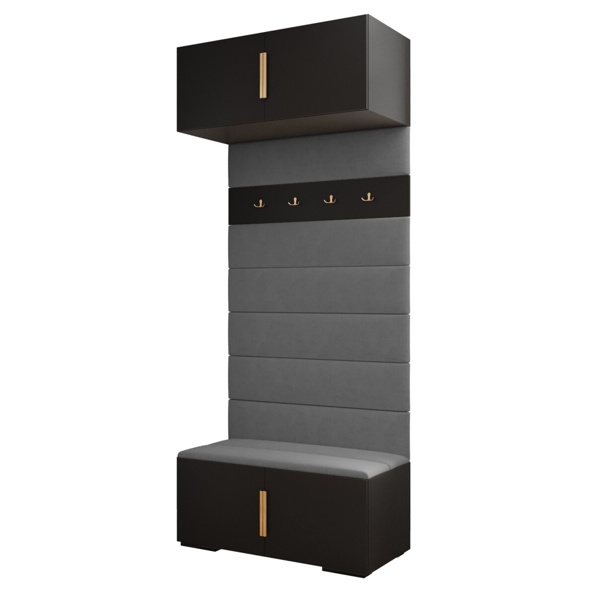 Garderoba do przedpokoju INOVA 1 czarny+złoty+manila16