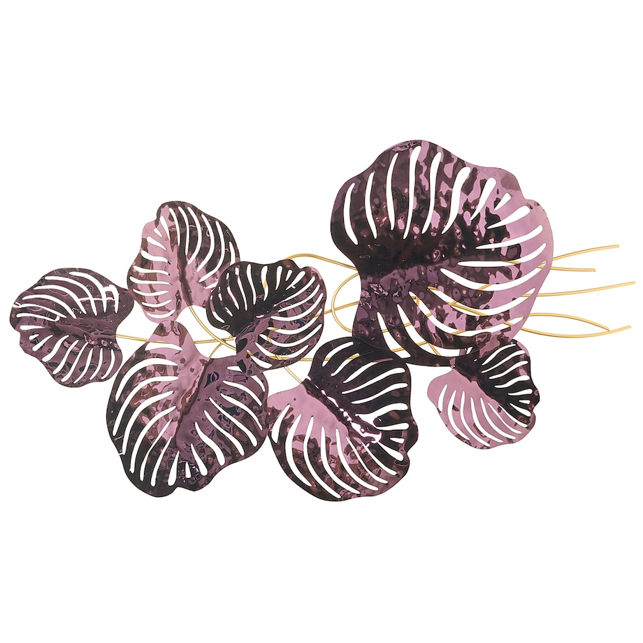 Dekoracja ścienna Liść HOLMIUM Metal 50 cm Purpurowy