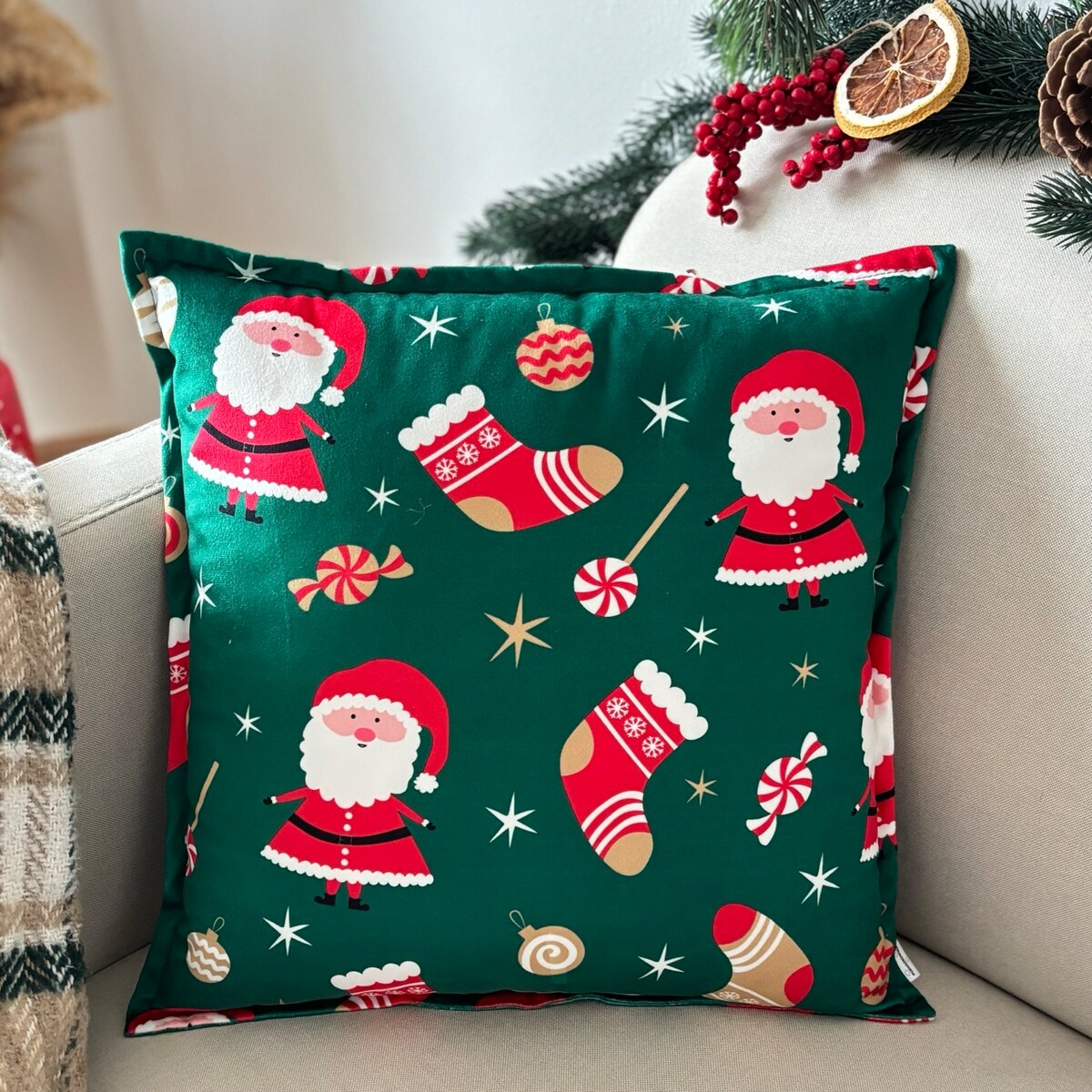 Poduszka dekoracyjna świąteczna Mikołaje Boże Narodzenie