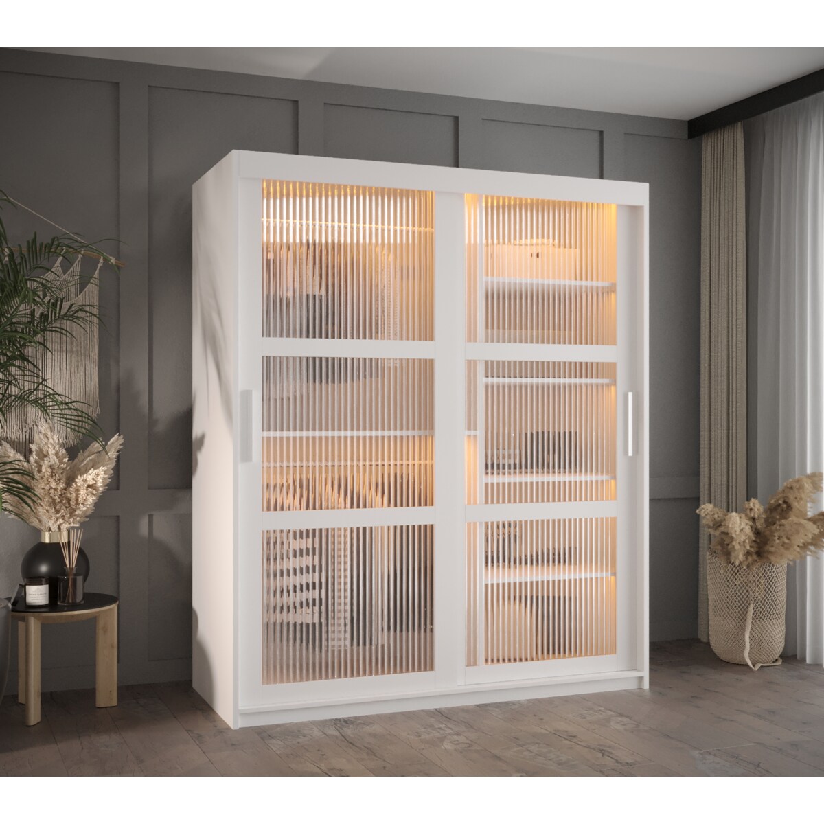 Szafa przesuwna Garderoba FLUTES 150 biały