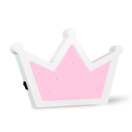 Kinkiet LAMPA ścienna KORONA LED 3300K 310699 Polux dekoracyjna OPRAWA drewniana korona do pokoju dziecięcego różowa biała