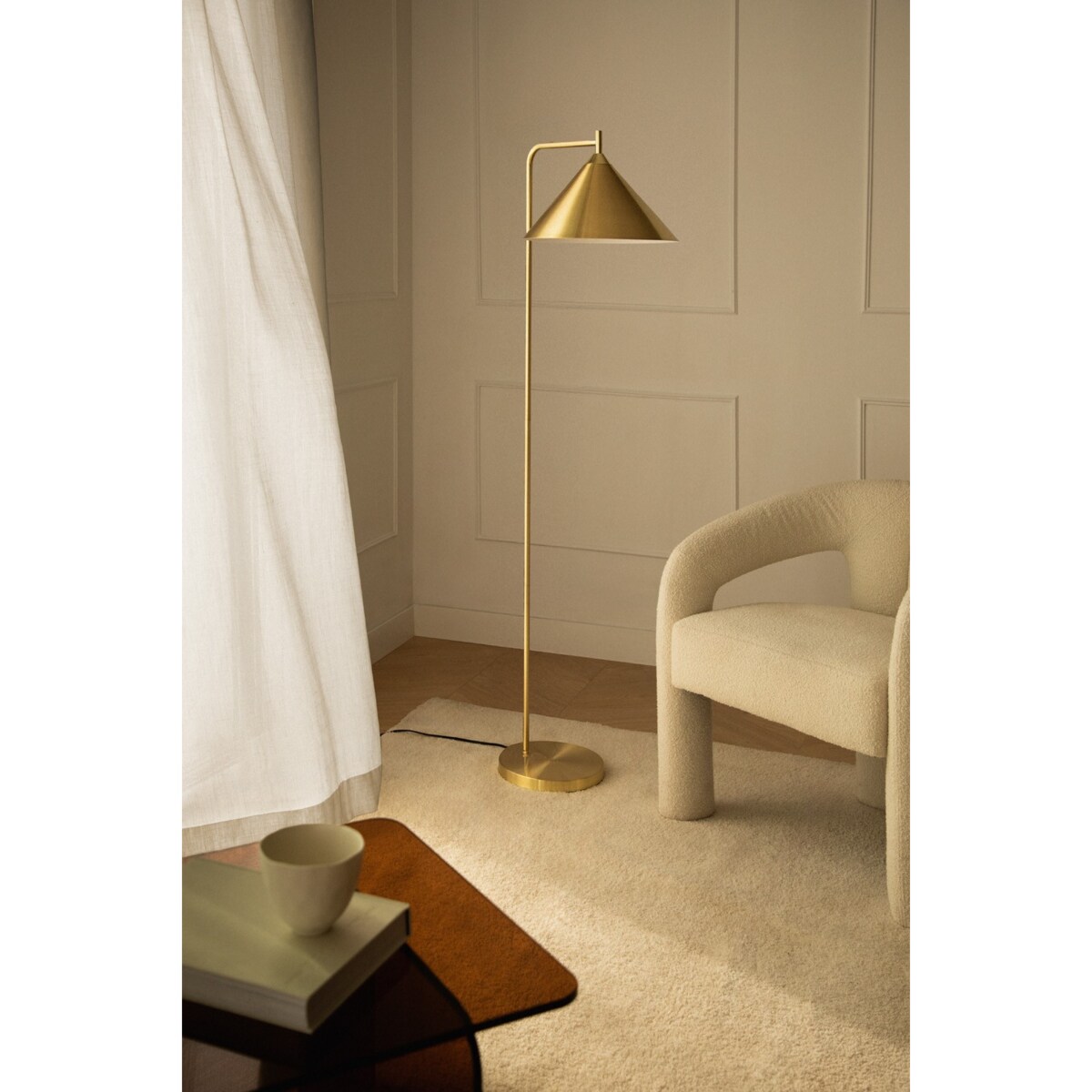 Metalowa lampa podłogowa złota Cambrea 150 cm
