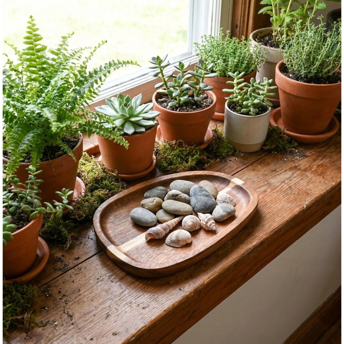 MAŁA TACKA TACA KUCHENNA DREWNIANA NA NACZYNIA KLUCZE BOHO DO SALONU DOMU