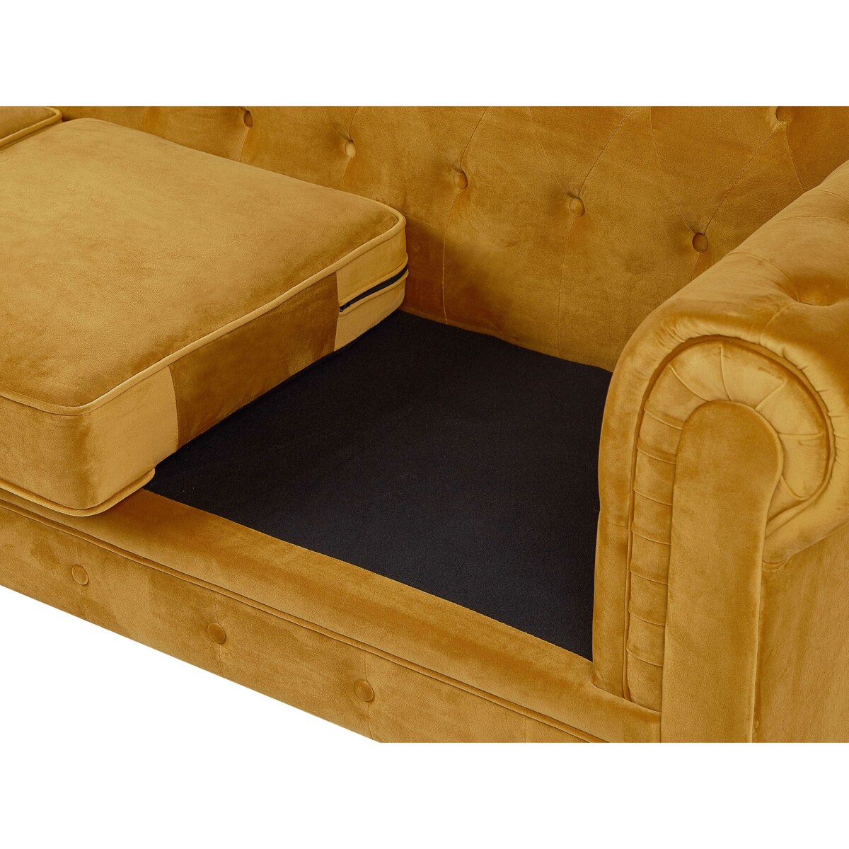 Sofa CHESTERFIELD Welur Musztardowy dla 3 osób