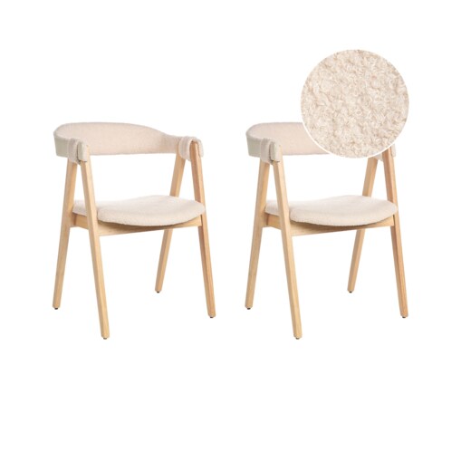 Zestaw 2 krzeseł do jadalni DAY Boucle Jasne drewno