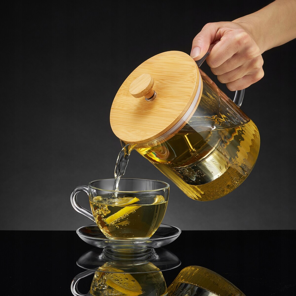 DZBANEK SZKLANY Z ZAPARZACZEM imbryk czajnik na zioła herbatę 1,2 L sitko