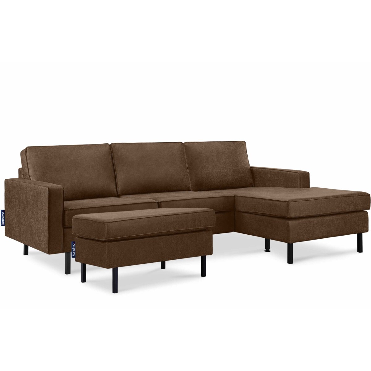 KONSIMO INVIA Podnóżek Puf w nowoczesnym stylu ciemnobrązowy