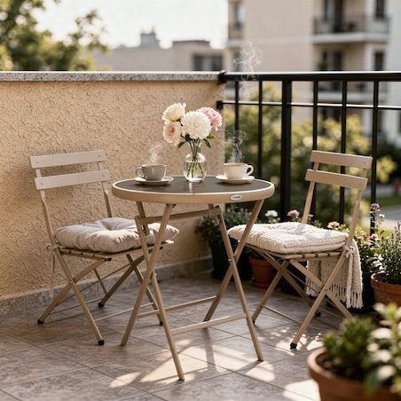Stół ogrodowy STOLIK składany 60 cm na taras BALKON szklany OKRĄGŁY kawowy
