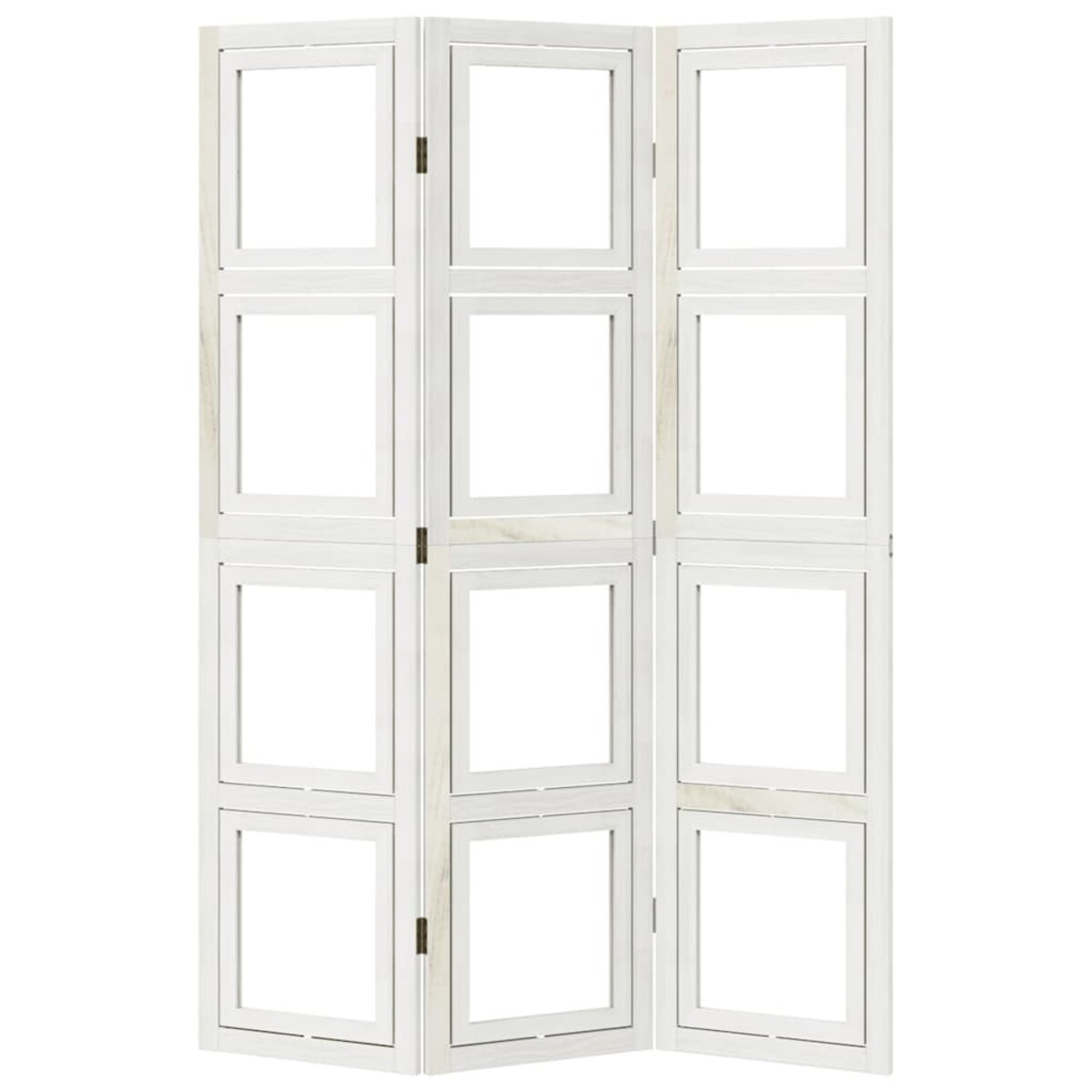 vidaXL Parawan pokojowy, 3-panelowy, biały, lite drewno paulowni