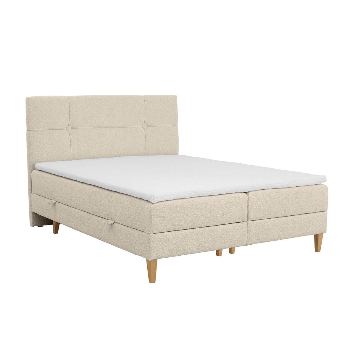 Łóżko kontynentalne EVERTON 200x200 z pojemnikiem, Jasny Beż, tkanina Baloo 2074