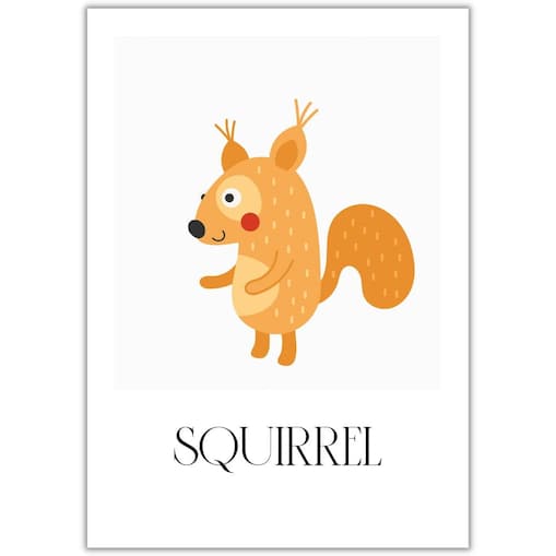 plakat zwierzaki z lasu squirrel 21x30 cm