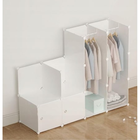 Modułowa szafa garderoba wieszak szafki xxl biała półki drążek na ubrania