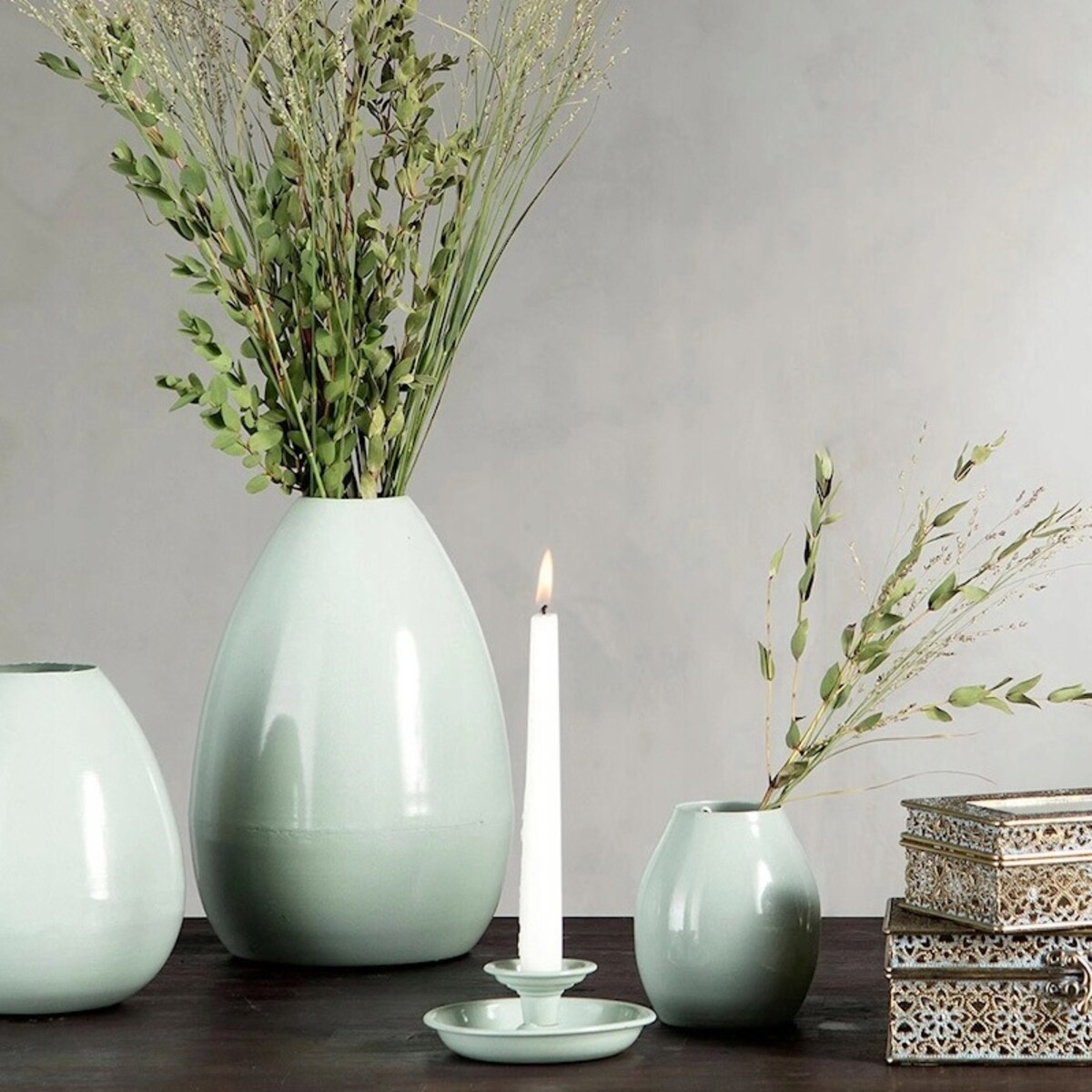 ŚWIECZNIK KANDELABR BOHO RETRO LOFT TURKUSOWY METALOWY NA 1 ŚWIECĘ OZDOBA