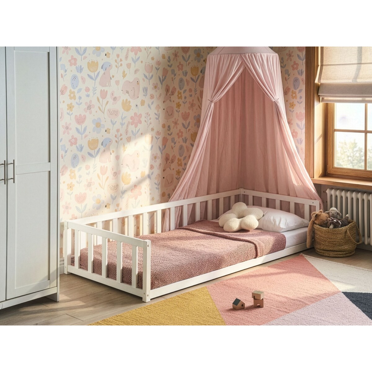 Łóżko dziecięce Drewno sosnowe AURIBEAU 90 x 200 cm Biały
