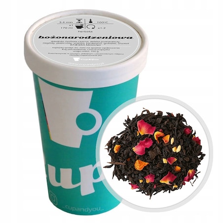 Herbata czarna BOŻONARODZENIOWA kardamon goździki płatki róż migdały 100g - herbata liściasta sypana mieszanka napar susz