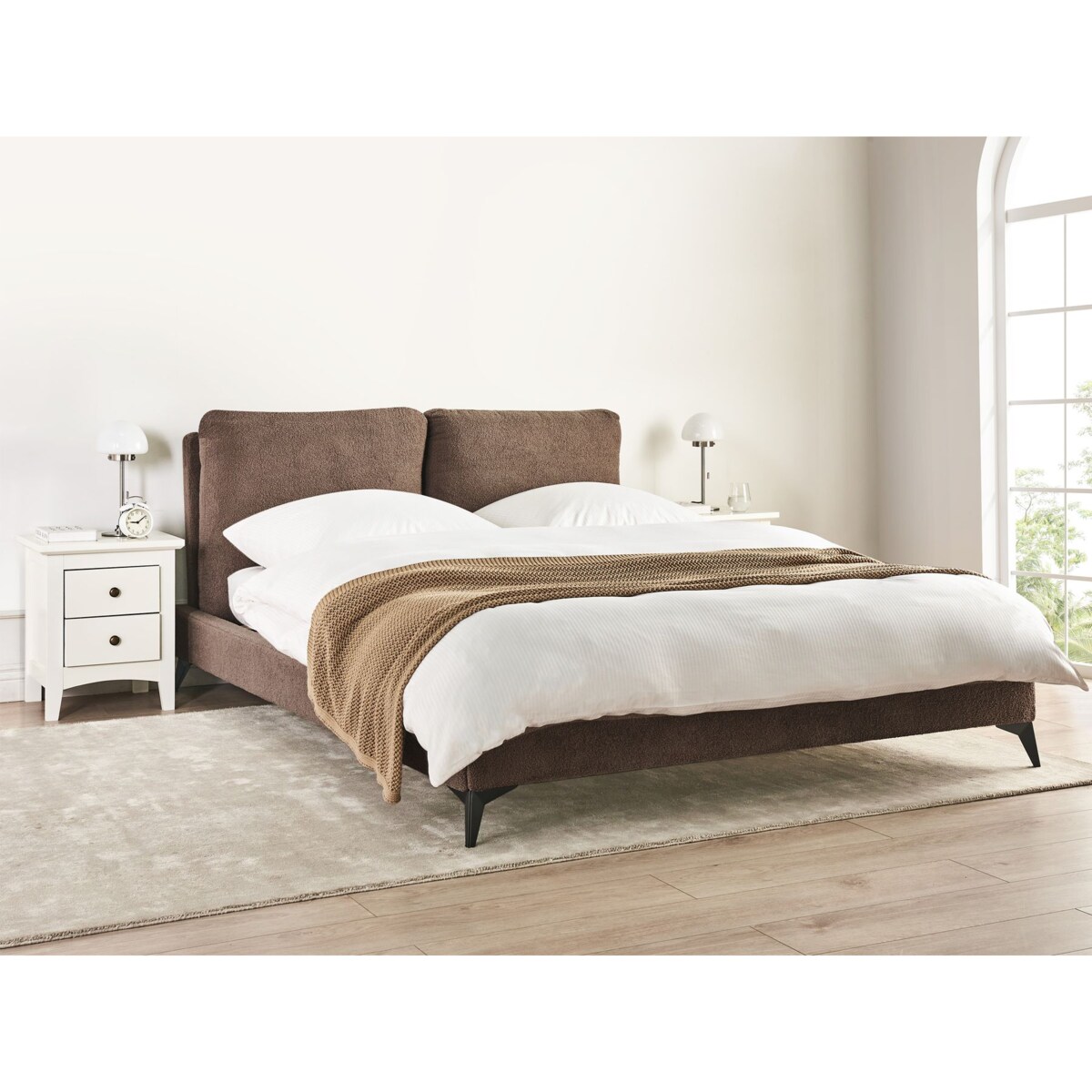 Łóżko Boucle MELLE 160 x 200 cm Brązowy