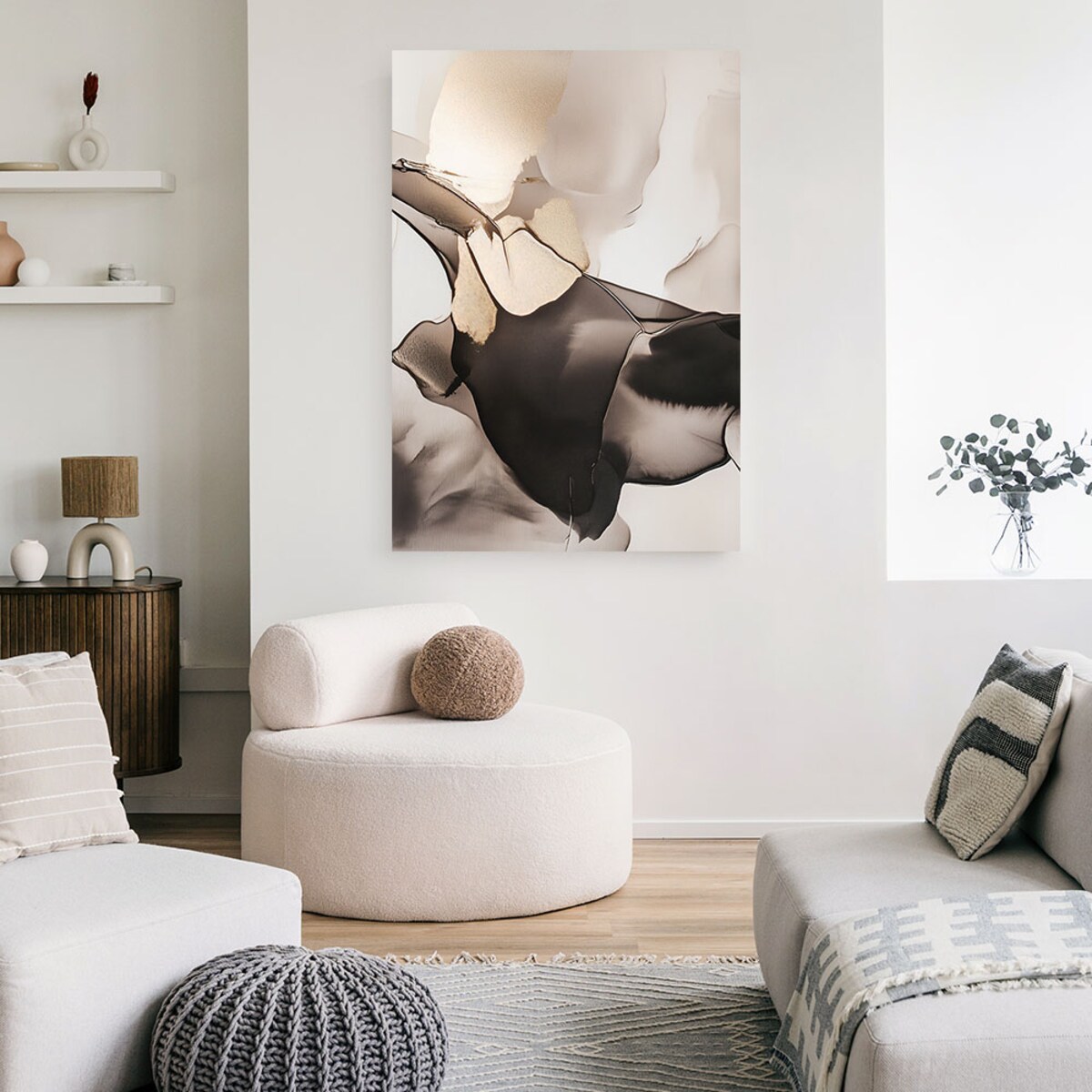 Feeby Obraz do sypialni, Abstrakcja 3D Beżowy Brąz Nowoczesna 60x90