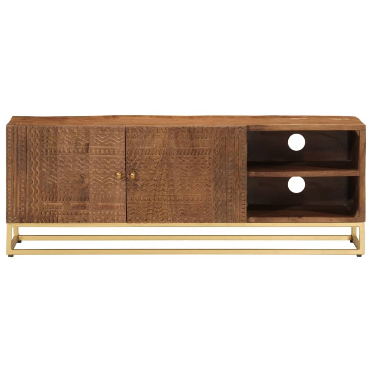 vidaXL Szafka pod TV, 110x30x40 cm, lite drewno mango i żelazo