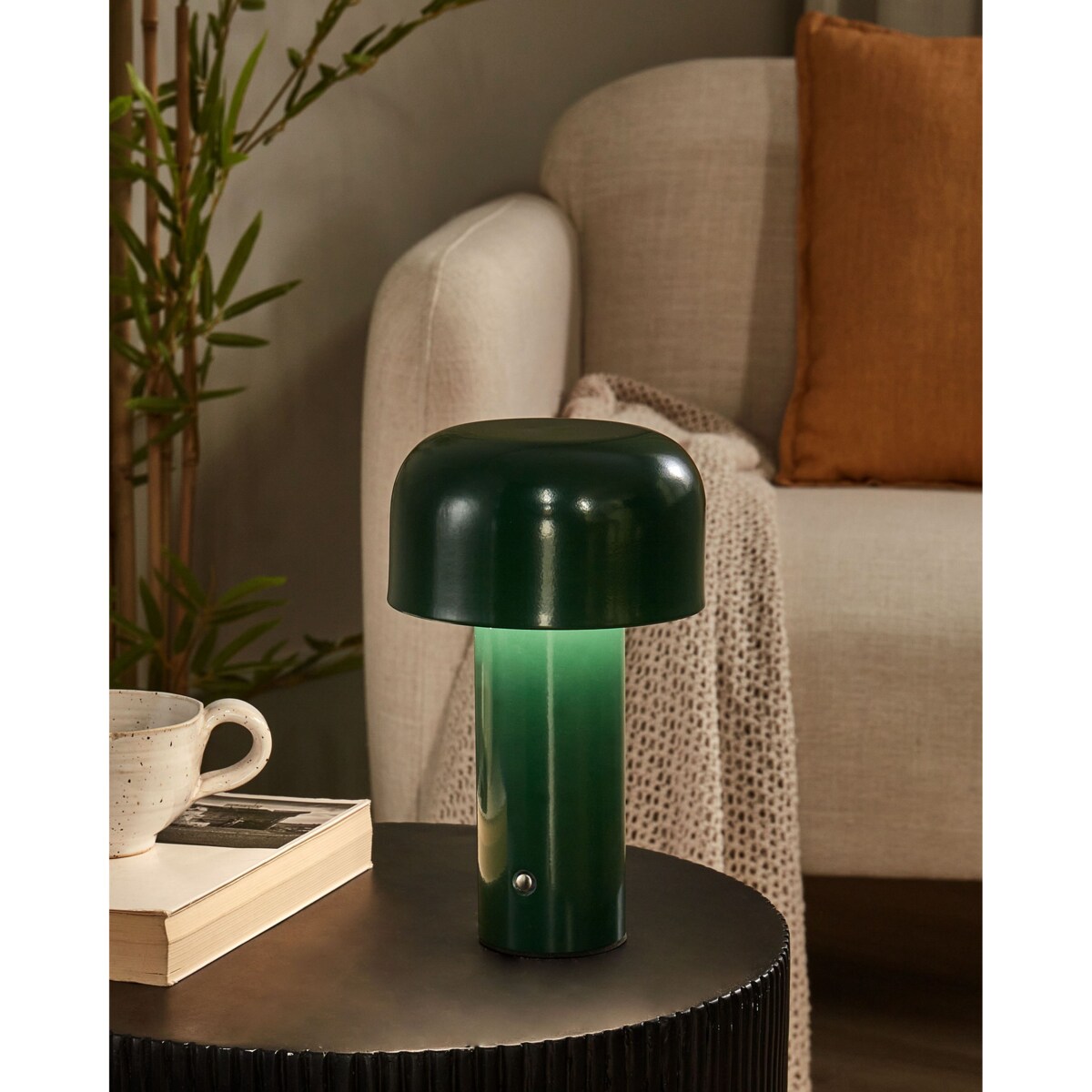 Bezprzewodowa lampa stołowa metalowa zielona BESOS
