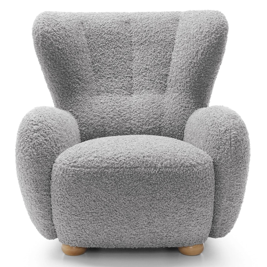 Fotel uszak boucle 91x88x100 cm POLTRONA szary