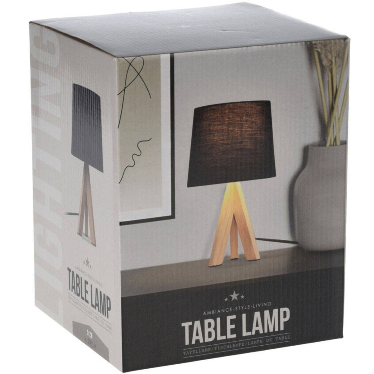 Lampa stojąca na drewnianych nogach, wys. 29 cm