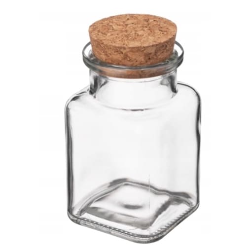 POJEMNIK szklany 180 ml Z KORKIEM na przyprawy drobiazgi nasiona herbatę