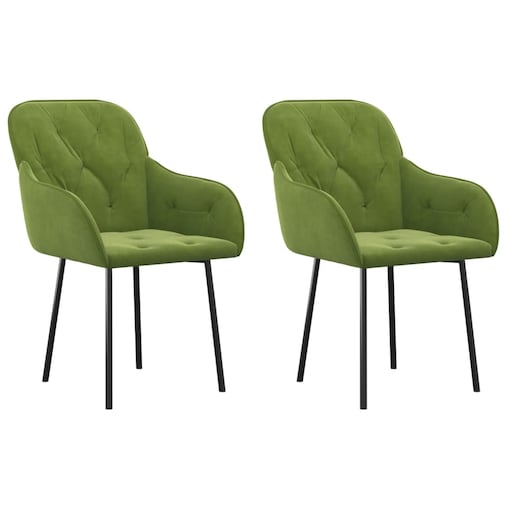 vidaXL Krzesła stołowe, 2 szt., jasnozielone, aksamitne